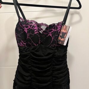 Coquette Black and Pink Lace Bustier